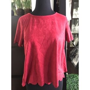FRANCESCA SUEDE SCALLOP BLOUSE